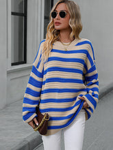 Load image into Gallery viewer, Striped Dropped Shoulder Sweater