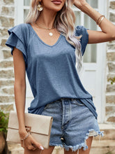 Load image into Gallery viewer, Layered Flutter Sleeve V-Neck Top