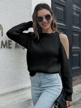 Load image into Gallery viewer, Cold-Shoulder Round Neck Sweater