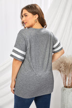 Load image into Gallery viewer, Plus Size Striped V-Neck Tee Shirt