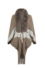 Load image into Gallery viewer, Striped Fringe Detail Long Sleeve Poncho