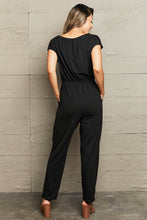Load image into Gallery viewer, Boat Neck Short Sleeve Jumpsuit with Pockets