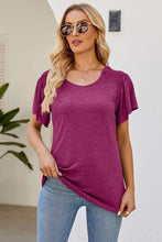 Load image into Gallery viewer, Smocked Round Neck Flutter Sleeve T-Shirt