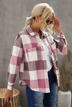 Load image into Gallery viewer, Plaid Button Up Dropped Shoulder Jacket