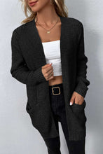 Load image into Gallery viewer, Rib-Knit Open Front Pocketed Cardigan