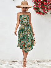 Load image into Gallery viewer, Printed Strapless Tie Belt Dress