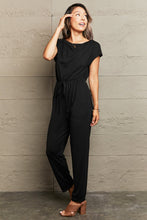 Load image into Gallery viewer, Boat Neck Short Sleeve Jumpsuit with Pockets