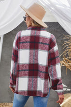 Load image into Gallery viewer, Plaid Button Up Dropped Shoulder Jacket