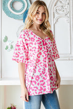 Load image into Gallery viewer, Heimish Full Size Leopard Exposed Seam Short Sleeve Top