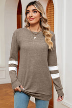 Load image into Gallery viewer, Striped Heathered Round Neck T-Shirt