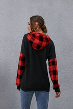 Load image into Gallery viewer, Plaid Drawstring Dropped Shoulder Hoodie