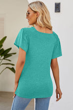 Load image into Gallery viewer, Smocked Round Neck Flutter Sleeve T-Shirt
