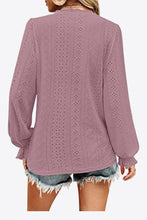 Load image into Gallery viewer, Eyelet V-Neck Flounce Sleeve Blouse