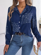 Load image into Gallery viewer, Letter Printed Button Up Long Sleeve Blouse