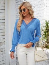 Load image into Gallery viewer, Smocked V-Neck Long Sleeve Blouse