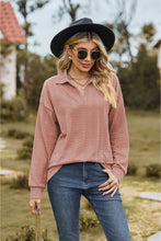 Load image into Gallery viewer, Collared Neck Cable-Knit Long Sleeve Blouse