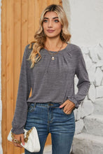 Load image into Gallery viewer, Ruched Round Neck Flounce Sleeve T-Shirt
