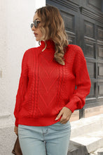 Load image into Gallery viewer, Cable-Knit Turtleneck Sweater