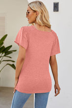Load image into Gallery viewer, Smocked Round Neck Flutter Sleeve T-Shirt