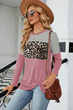 Load image into Gallery viewer, Leopard Striped Round Neck T-Shirt
