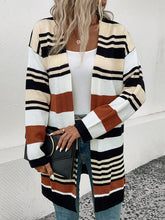 Load image into Gallery viewer, Striped Open Front Drop Shoulder Cardigan