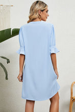 Load image into Gallery viewer, Notched Flounce Sleeve Mini Dress