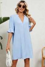 Load image into Gallery viewer, Notched Flounce Sleeve Mini Dress