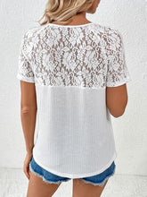 Load image into Gallery viewer, Lace Detail V-Neck Short Sleeve T-Shirt
