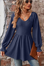 Load image into Gallery viewer, Peplum V-Neck Long Sleeve Blouse