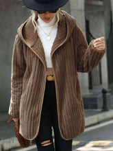 Load image into Gallery viewer, Open Front Ribbed Hooded Coat