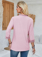 Load image into Gallery viewer, Lace Detail V-Neck Three-Quarter Sleeve Blouse