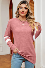Load image into Gallery viewer, Striped Heathered Round Neck T-Shirt