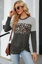 Load image into Gallery viewer, Leopard Striped Round Neck T-Shirt