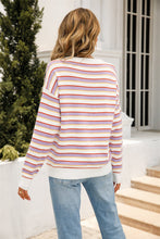 Load image into Gallery viewer, Striped Round Neck Dropped Shoulder Knit Top