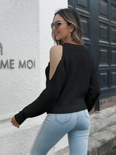 Load image into Gallery viewer, Cold-Shoulder Round Neck Sweater