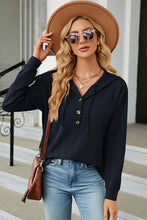 Load image into Gallery viewer, Drawstring Half Button Long Sleeve Hoodie