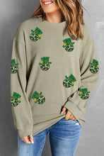 Load image into Gallery viewer, Sequin Round Neck Dropped Shoulder Sweatshirt