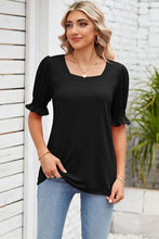 Load image into Gallery viewer, Smocked Square Neck Short Sleeve T-Shirt