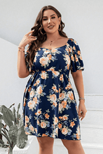 Load image into Gallery viewer, Plus Size Floral Print V-Neck Flutter Sleeve Mini Dress