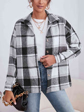 Load image into Gallery viewer, Plaid Collared Neck Button Down Jacket