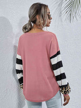 Load image into Gallery viewer, Leopard Striped Waffle-Knit Top