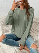 Load image into Gallery viewer, Ribbed Dropped Shoulder Drawstring Hoodie