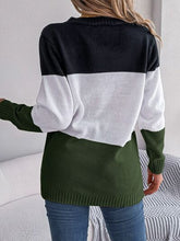 Load image into Gallery viewer, Cable-Knit Striped Button Up Cardigan