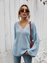 Load image into Gallery viewer, V-Neck Dropped Shoulder Sweater