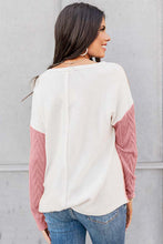 Load image into Gallery viewer, Full Size Color Block Cable-Knit Sweater