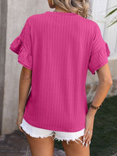 Load image into Gallery viewer, Ruffled Round Neck Short Sleeve Blouse