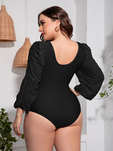 Load image into Gallery viewer, Plus Size Tied Deep V Balloon Sleeve One-Piece Swimsuit