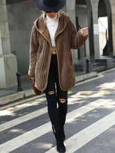 Load image into Gallery viewer, Open Front Ribbed Hooded Coat