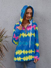 Load image into Gallery viewer, Contrast Quarter Zip Dropped Shoulder Hoodie