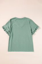 Load image into Gallery viewer, Plus Size Eyelet V-Neck Petal Sleeve Blouse
